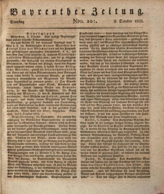 Bayreuther Zeitung Dienstag 9. Oktober 1832