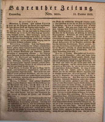 Bayreuther Zeitung Donnerstag 11. Oktober 1832