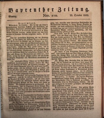 Bayreuther Zeitung Montag 22. Oktober 1832