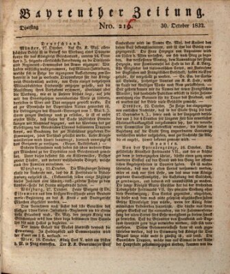 Bayreuther Zeitung Dienstag 30. Oktober 1832