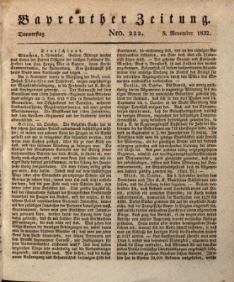 Bayreuther Zeitung Donnerstag 8. November 1832