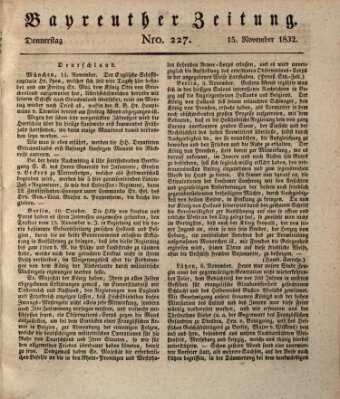 Bayreuther Zeitung Donnerstag 15. November 1832