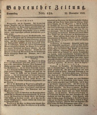 Bayreuther Zeitung Donnerstag 22. November 1832