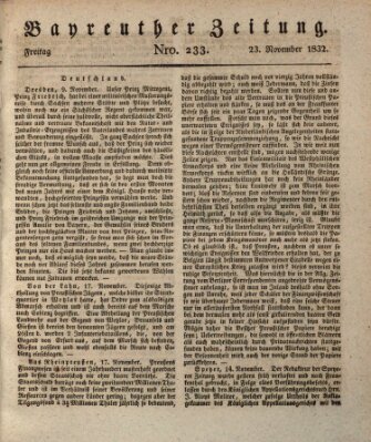 Bayreuther Zeitung Freitag 23. November 1832