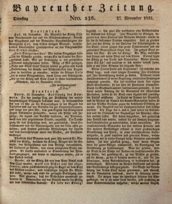 Bayreuther Zeitung Dienstag 27. November 1832