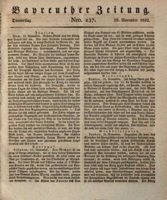 Bayreuther Zeitung Donnerstag 29. November 1832