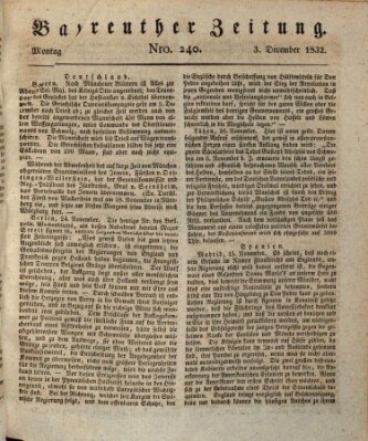 Bayreuther Zeitung Montag 3. Dezember 1832