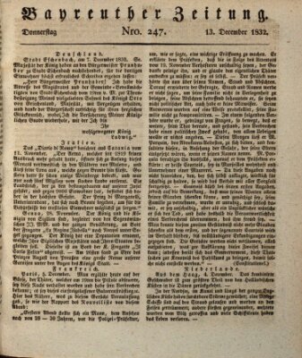 Bayreuther Zeitung Donnerstag 13. Dezember 1832