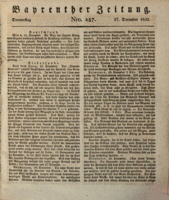 Bayreuther Zeitung Donnerstag 27. Dezember 1832