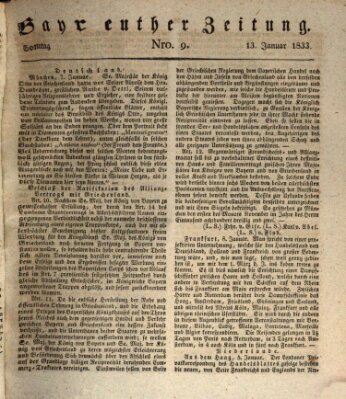 Bayreuther Zeitung Sonntag 13. Januar 1833