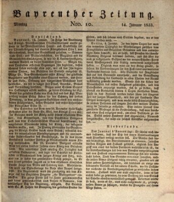 Bayreuther Zeitung Montag 14. Januar 1833