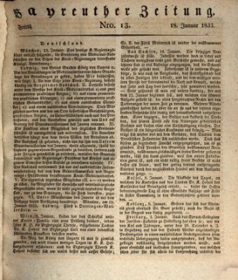 Bayreuther Zeitung Freitag 18. Januar 1833