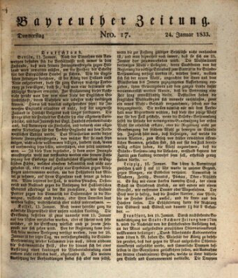 Bayreuther Zeitung Donnerstag 24. Januar 1833