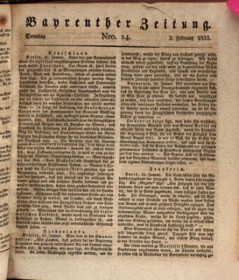 Bayreuther Zeitung Sonntag 3. Februar 1833