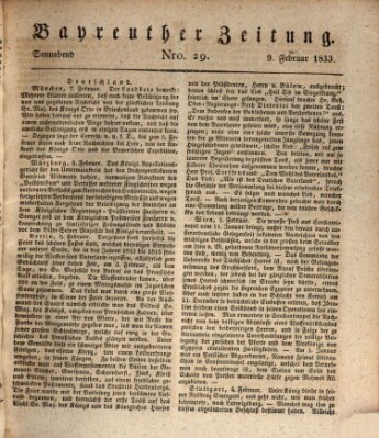 Bayreuther Zeitung Samstag 9. Februar 1833