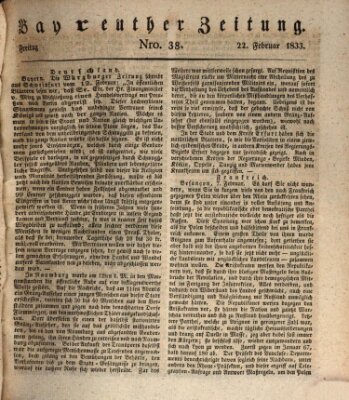 Bayreuther Zeitung Freitag 22. Februar 1833