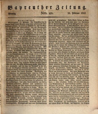 Bayreuther Zeitung Montag 25. Februar 1833