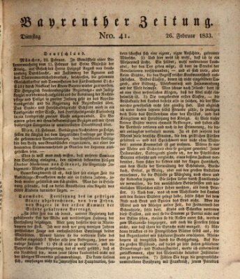 Bayreuther Zeitung Dienstag 26. Februar 1833