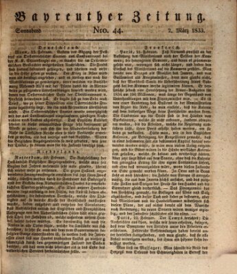 Bayreuther Zeitung Samstag 2. März 1833