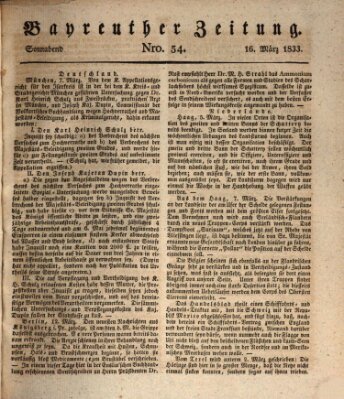 Bayreuther Zeitung Samstag 16. März 1833