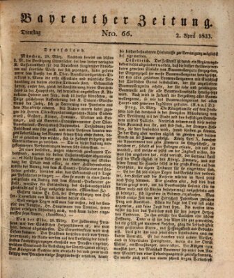 Bayreuther Zeitung Dienstag 2. April 1833