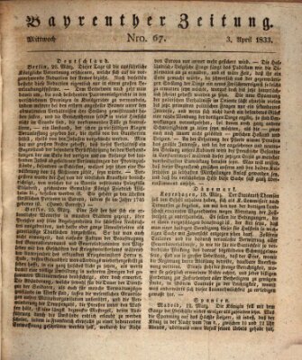 Bayreuther Zeitung Mittwoch 3. April 1833