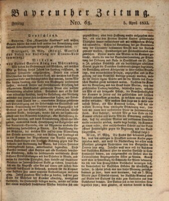 Bayreuther Zeitung Freitag 5. April 1833