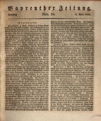 Bayreuther Zeitung Dienstag 9. April 1833