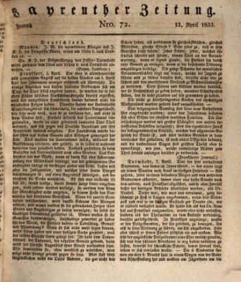 Bayreuther Zeitung Freitag 12. April 1833