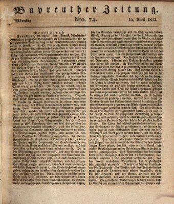 Bayreuther Zeitung Montag 15. April 1833
