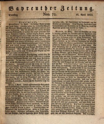 Bayreuther Zeitung Dienstag 16. April 1833