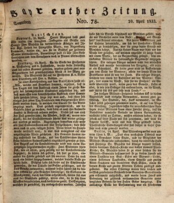 Bayreuther Zeitung Samstag 20. April 1833