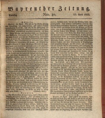 Bayreuther Zeitung Dienstag 23. April 1833