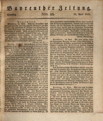 Bayreuther Zeitung Dienstag 30. April 1833