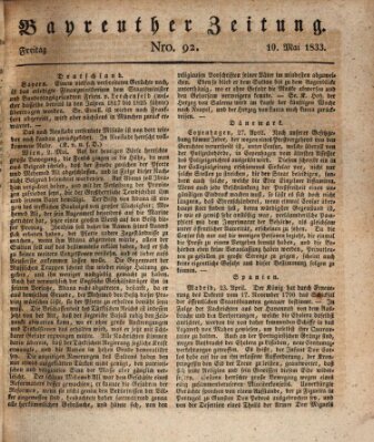 Bayreuther Zeitung Freitag 10. Mai 1833