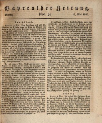 Bayreuther Zeitung Montag 13. Mai 1833