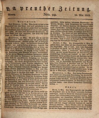 Bayreuther Zeitung Montag 20. Mai 1833