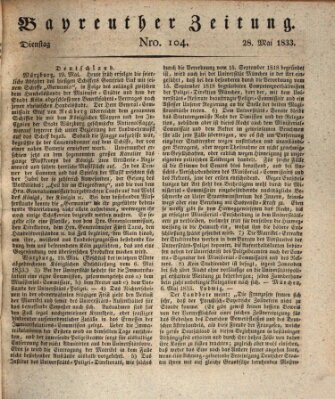 Bayreuther Zeitung Dienstag 28. Mai 1833
