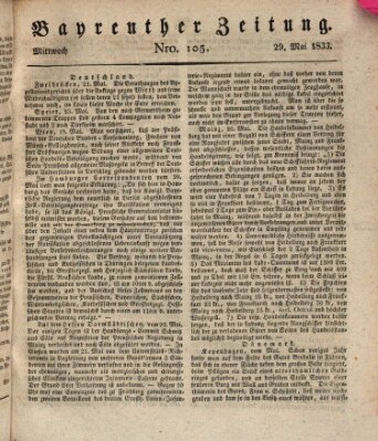 Bayreuther Zeitung Mittwoch 29. Mai 1833