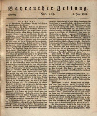 Bayreuther Zeitung Donnerstag 6. Juni 1833