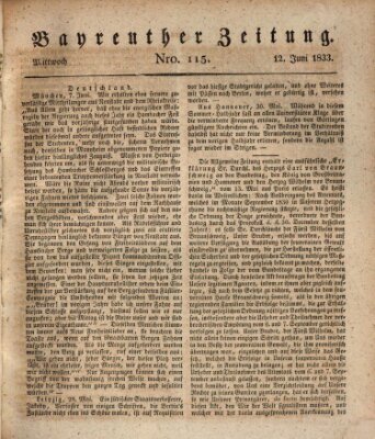 Bayreuther Zeitung Mittwoch 12. Juni 1833