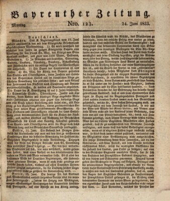 Bayreuther Zeitung Montag 24. Juni 1833