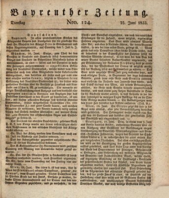 Bayreuther Zeitung Dienstag 25. Juni 1833