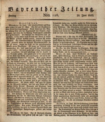 Bayreuther Zeitung Freitag 28. Juni 1833