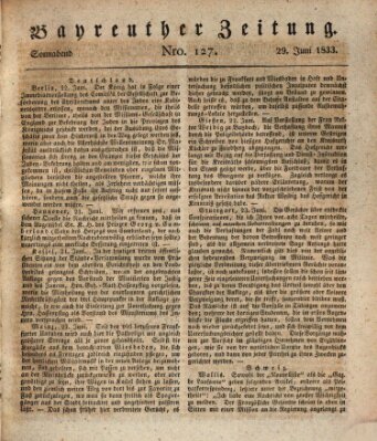 Bayreuther Zeitung Samstag 29. Juni 1833