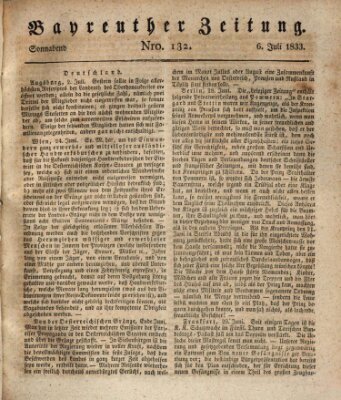 Bayreuther Zeitung Samstag 6. Juli 1833