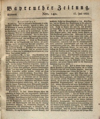 Bayreuther Zeitung Mittwoch 17. Juli 1833