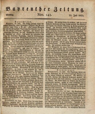 Bayreuther Zeitung Montag 22. Juli 1833