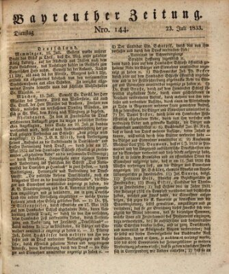 Bayreuther Zeitung Dienstag 23. Juli 1833