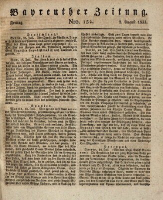 Bayreuther Zeitung Freitag 2. August 1833